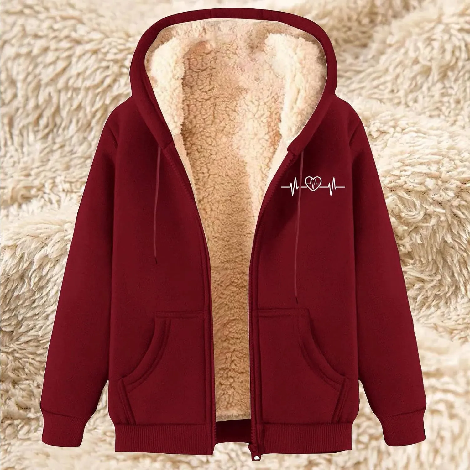 Men's New Casual Fashionable Printed Fleece Hooded Sweatshirt Jacket Coat Tops，Long Sleeve Zippr Furry Warm Comfy