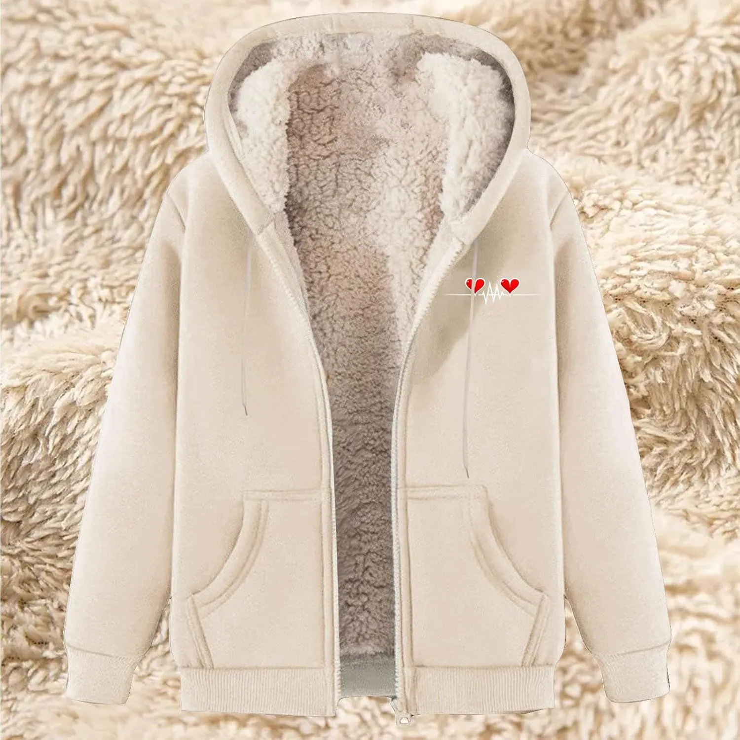 Men's New Casual Fashionable Printed Fleece Hooded Sweatshirt Jacket Coat Tops，Long Sleeve Zippr Furry Warm Comfy