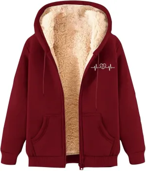 Men's New Casual Fashionable Printed Fleece Hooded Sweatshirt Jacket Coat Tops，Long Sleeve Zippr Furry Warm Comfy