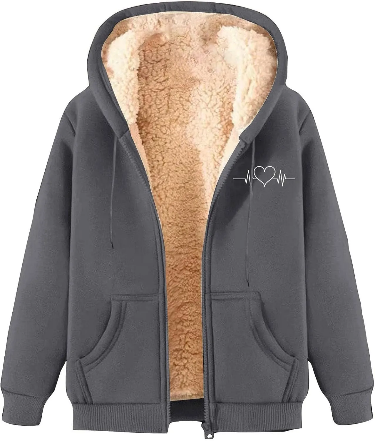 Men's New Casual Fashionable Printed Fleece Hooded Sweatshirt Jacket Coat Tops，Long Sleeve Zippr Furry Warm Comfy
