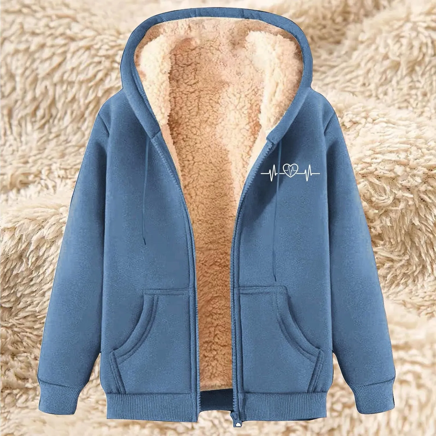 Men's New Casual Fashionable Printed Fleece Hooded Sweatshirt Jacket Coat Tops，Long Sleeve Zippr Furry Warm Comfy