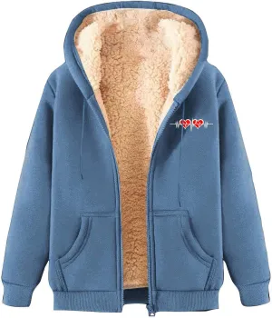 Men's New Casual Fashionable Printed Fleece Hooded Sweatshirt Jacket Coat Tops，Long Sleeve Zippr Furry Warm Comfy