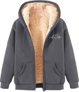 Men's New Casual Fashionable Printed Fleece Hooded Sweatshirt Jacket Coat Tops，Long Sleeve Zippr Furry Warm Comfy