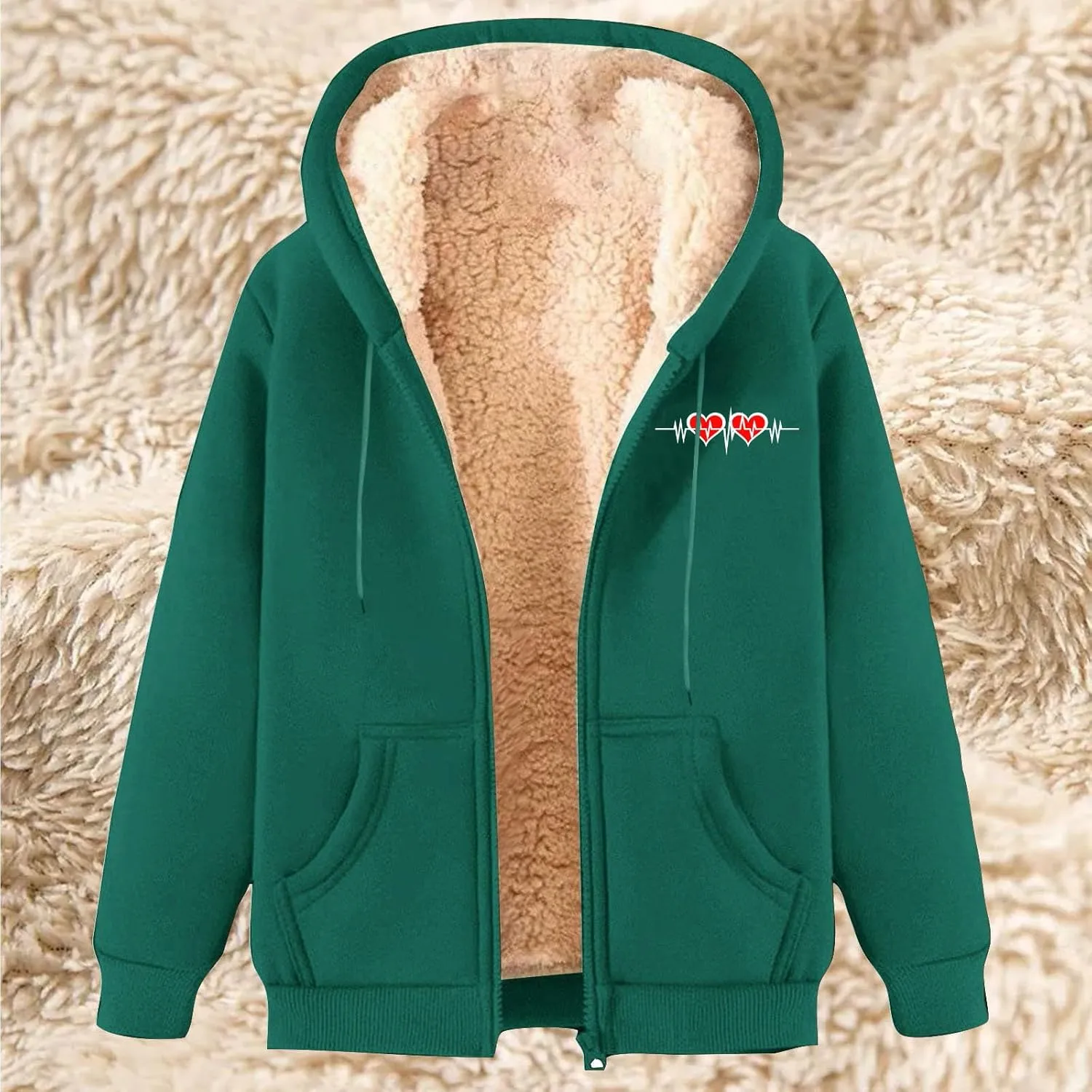 Men's New Casual Fashionable Printed Fleece Hooded Sweatshirt Jacket Coat Tops，Long Sleeve Zippr Furry Warm Comfy