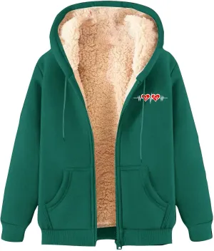 Men's New Casual Fashionable Printed Fleece Hooded Sweatshirt Jacket Coat Tops，Long Sleeve Zippr Furry Warm Comfy