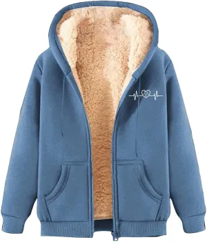 Men's New Casual Fashionable Printed Fleece Hooded Sweatshirt Jacket Coat Tops，Long Sleeve Zippr Furry Warm Comfy