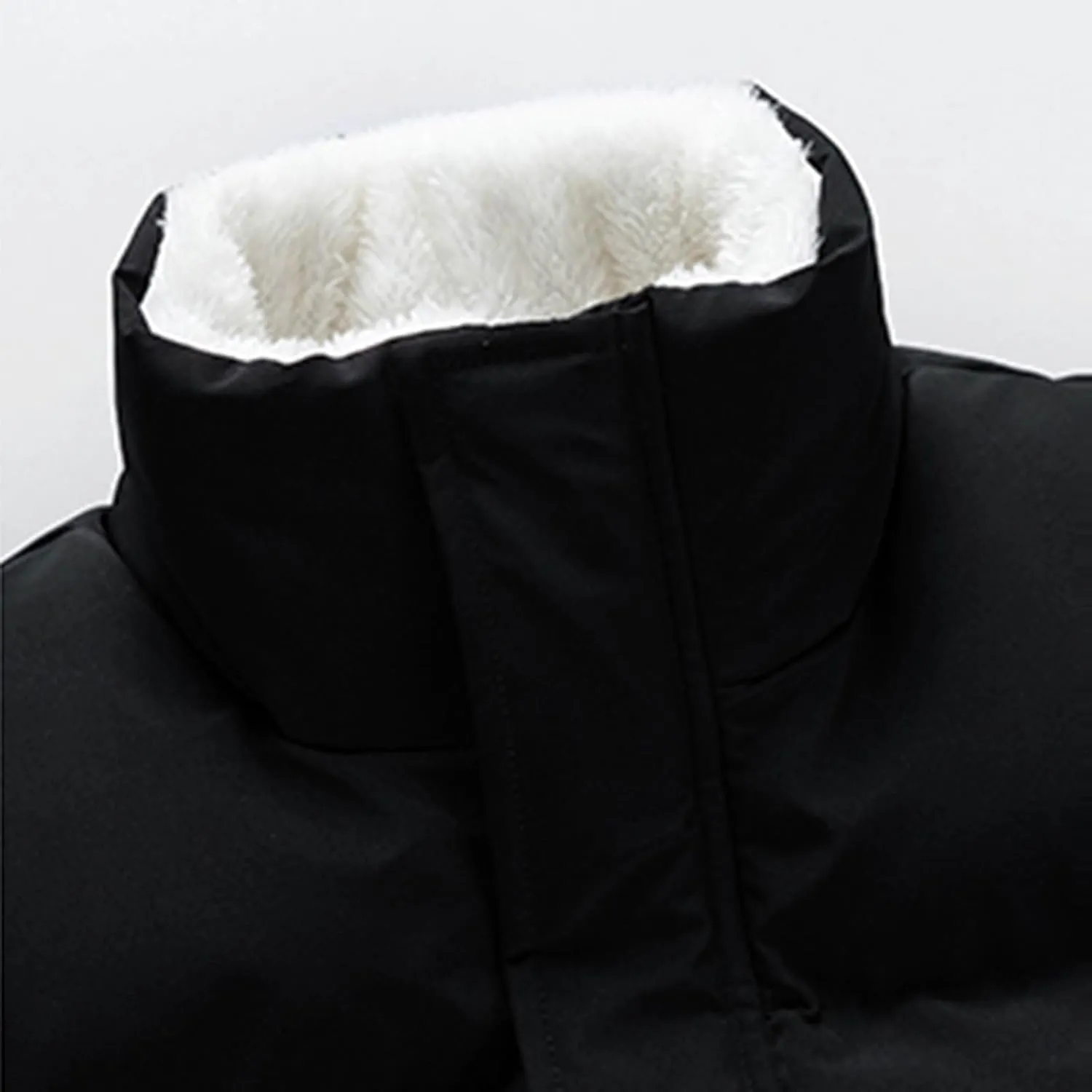 Men's New Zipper Open-Front Cardigan Jacket Coat Tops, Stand Collar Cotton-Padded Coat Solid Fleecing Long Sleeve Coat