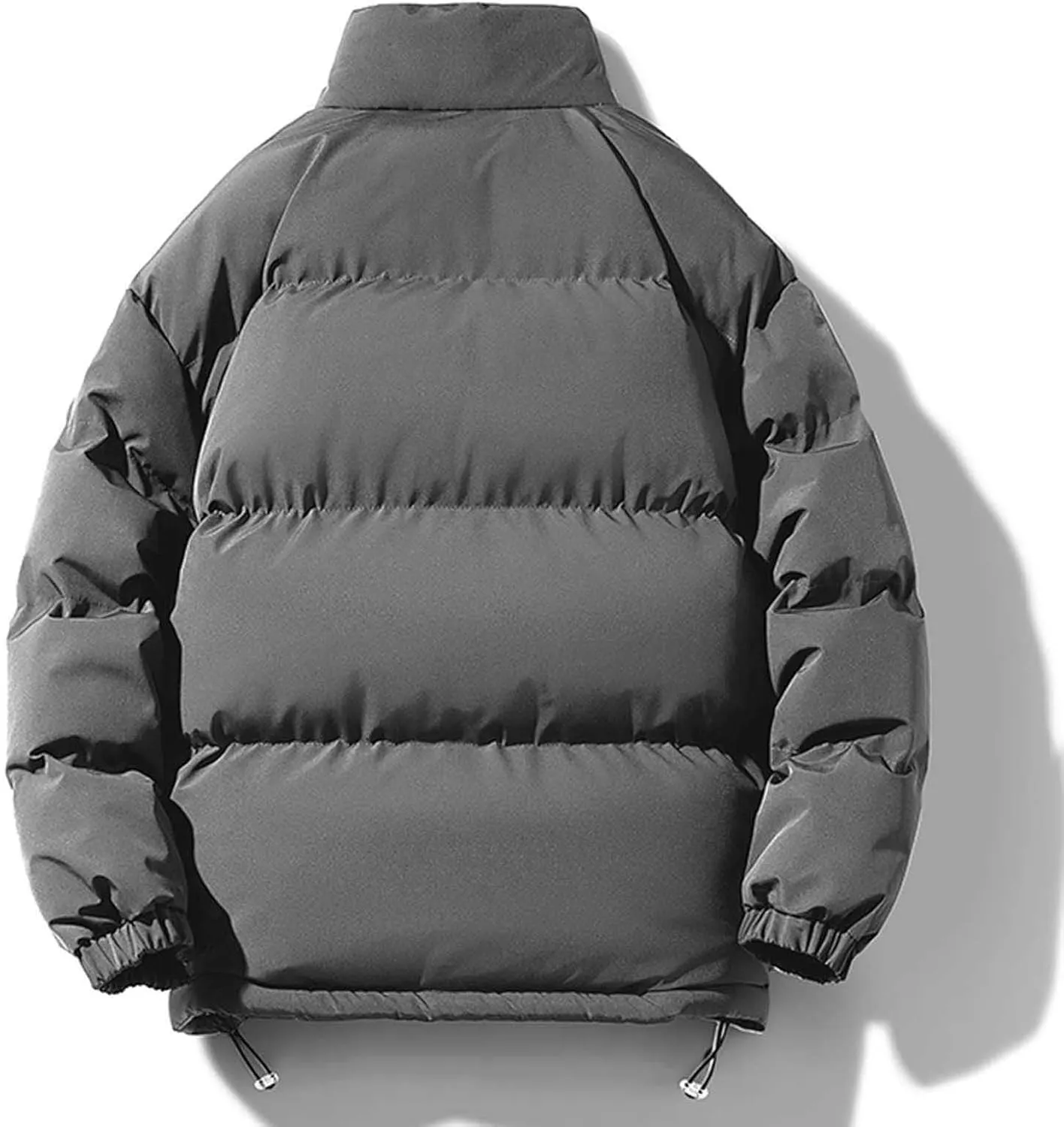 Men's New Zipper Open-Front Cardigan Jacket Coat Tops, Stand Collar Cotton-Padded Coat Solid Fleecing Long Sleeve Coat