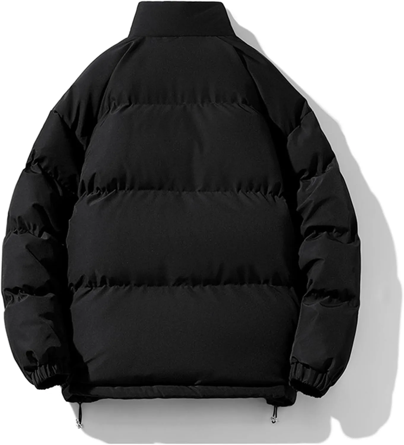Men's New Zipper Open-Front Cardigan Jacket Coat Tops, Stand Collar Cotton-Padded Coat Solid Fleecing Long Sleeve Coat