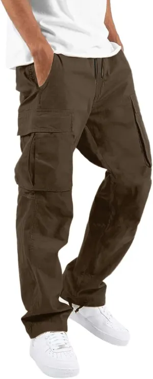 Men's Outdoor Cargo Pants Lightweight Relaxed Fit Tactical Hiking Jogger Classic Multi Pockets Fashion Trousers