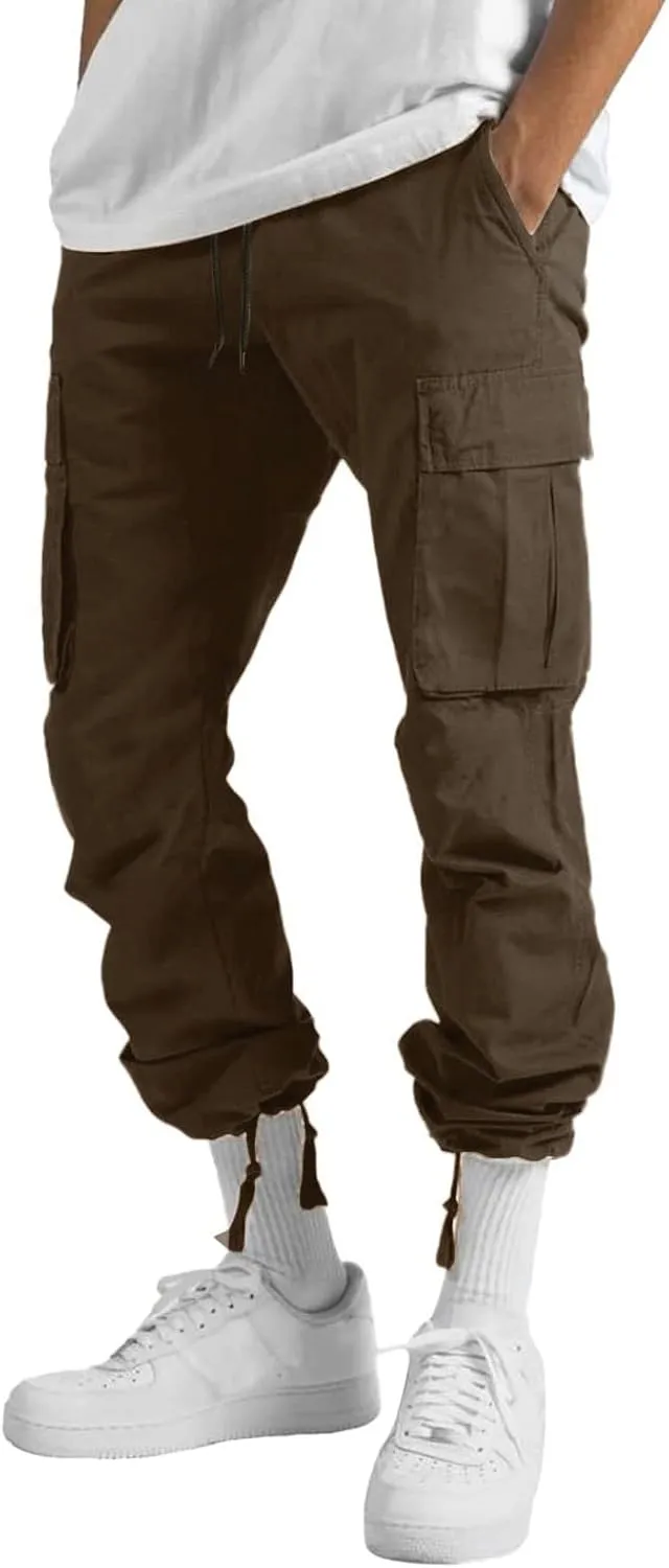 Men's Outdoor Cargo Pants Lightweight Relaxed Fit Tactical Hiking Jogger Classic Multi Pockets Fashion Trousers
