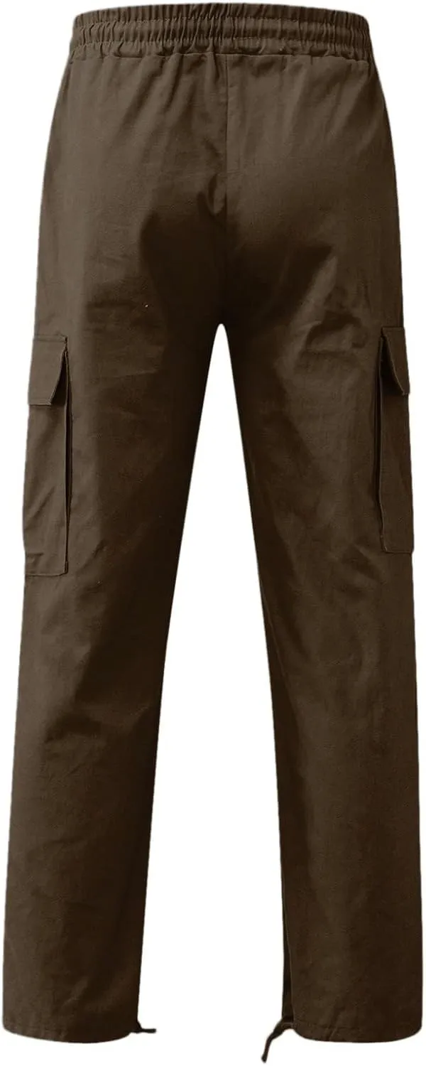 Men's Outdoor Cargo Pants Lightweight Relaxed Fit Tactical Hiking Jogger Classic Multi Pockets Fashion Trousers