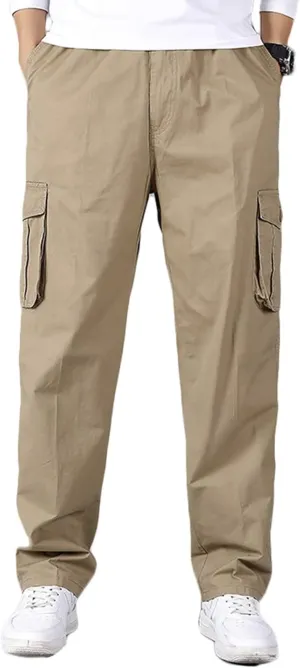 Men's Outdoor Cargo Pants Multi Pockets Lightweight Outdoor Tactical Pants Work Trousers Cotton Hiking Trousers