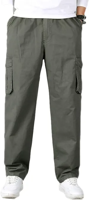 Men's Outdoor Cargo Pants Multi Pockets Lightweight Outdoor Tactical Pants Work Trousers Cotton Hiking Trousers