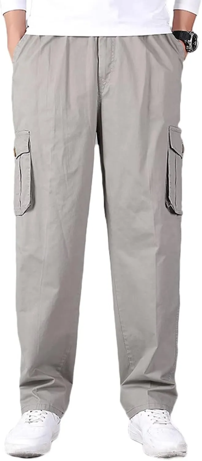 Men's Outdoor Cargo Pants Multi Pockets Lightweight Outdoor Tactical Pants Work Trousers Cotton Hiking Trousers