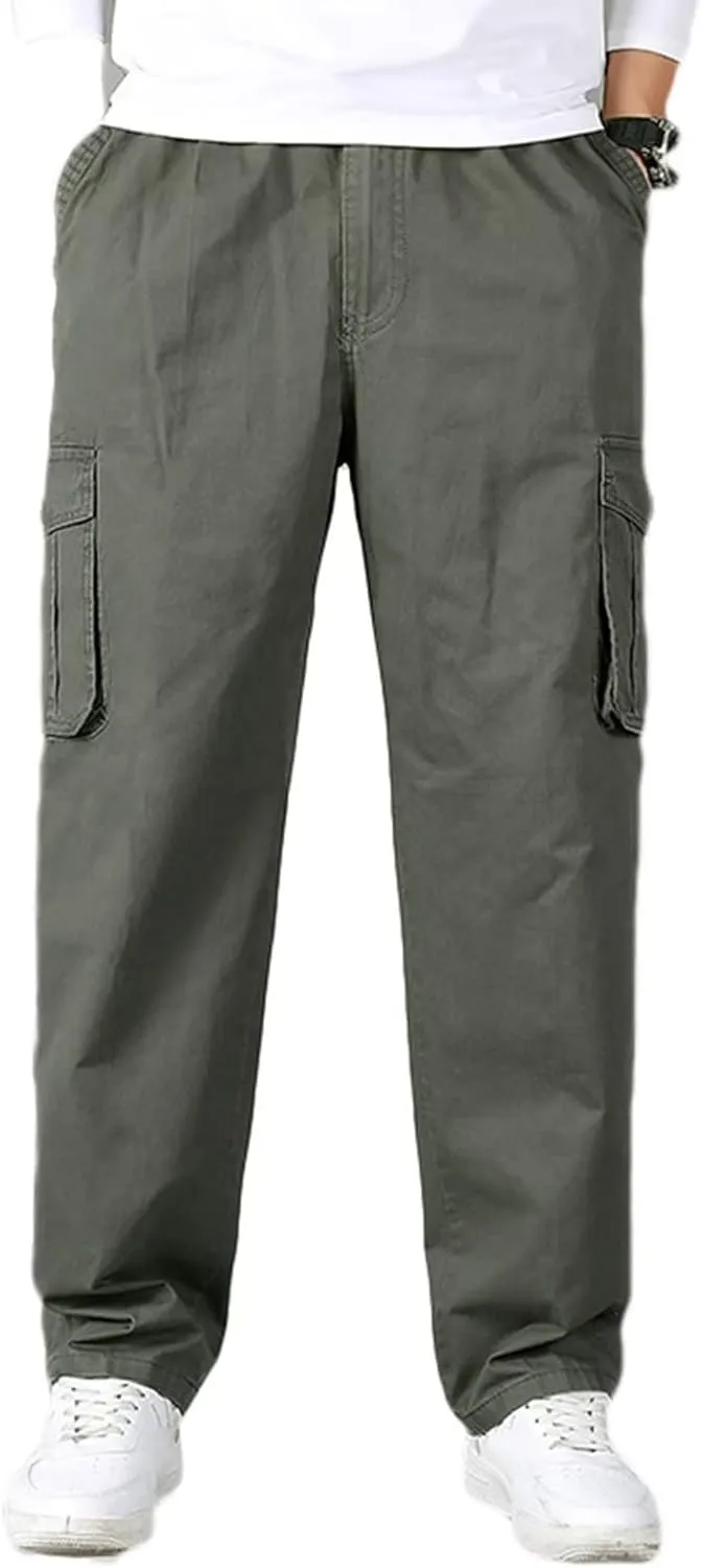Men's Outdoor Cargo Pants Multi Pockets Lightweight Outdoor Tactical Pants Work Trousers Cotton Hiking Trousers