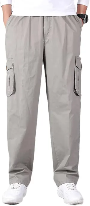 Men's Outdoor Cargo Pants Multi Pockets Lightweight Outdoor Tactical Pants Work Trousers Cotton Hiking Trousers