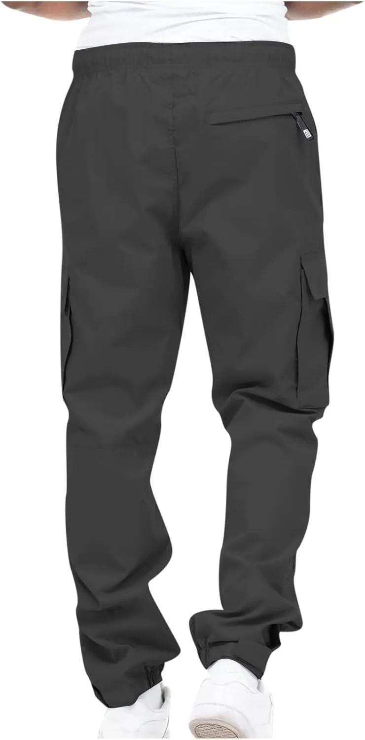 Mens Outdoor Cargo Pants Tactical Hiking Pants Baggy Workout Joggers Wide Leg Stretchy Jeans Classic Fit Trousers