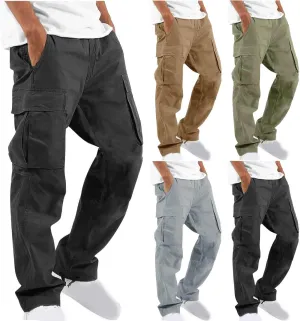 Mens Outdoor Cargo Pants Tactical Hiking Pants Baggy Workout Joggers Wide Leg Stretchy Jeans Loose Fit Trousers