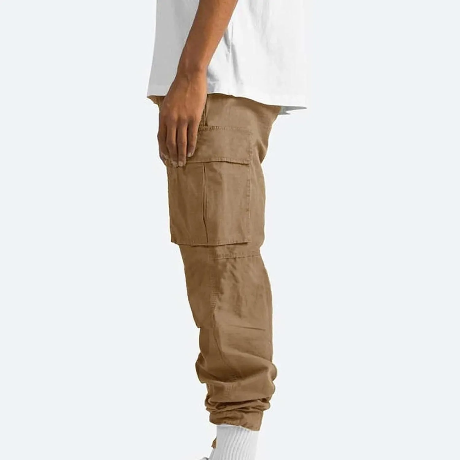 Mens Outdoor Cargo Pants Tactical Hiking Pants Baggy Workout Joggers Wide Leg Stretchy Jeans Loose Fit Trousers