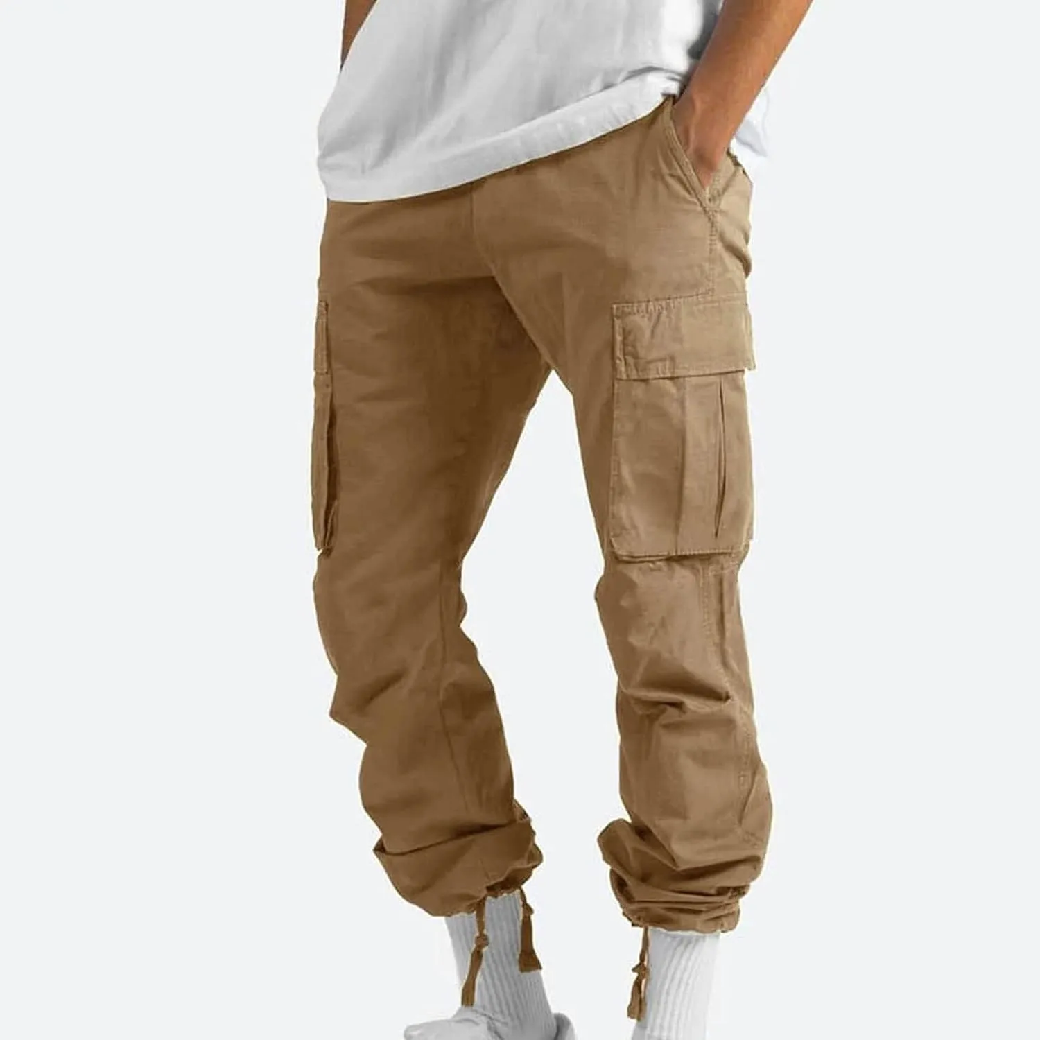 Mens Outdoor Cargo Pants Tactical Hiking Pants Baggy Workout Joggers Wide Leg Stretchy Jeans Loose Fit Trousers