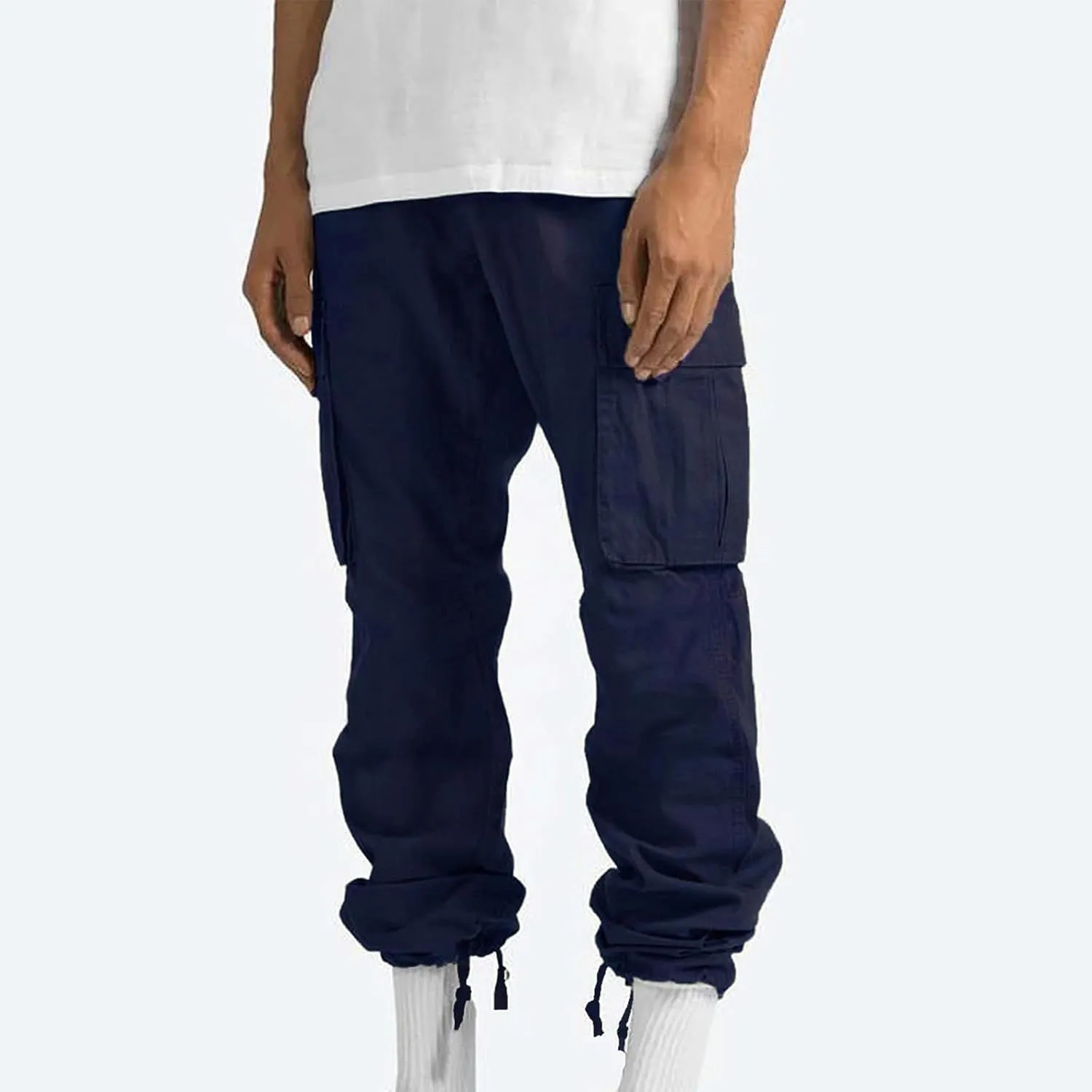 Mens Outdoor Cargo Pants Tactical Hiking Pants Baggy Workout Joggers Wide Leg Stretchy Jeans Loose Fit Trousers