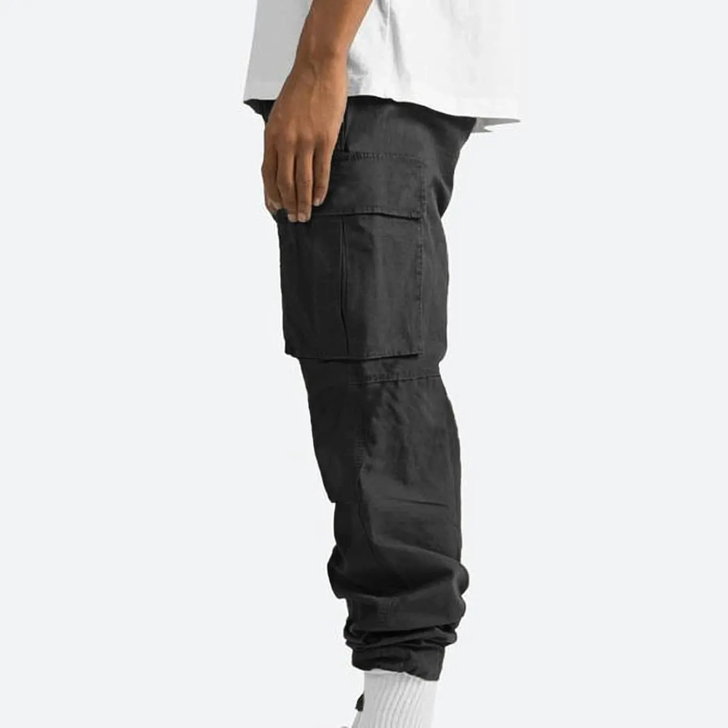 Mens Outdoor Cargo Pants Tactical Hiking Pants Baggy Workout Joggers Wide Leg Stretchy Jeans Loose Fit Trousers