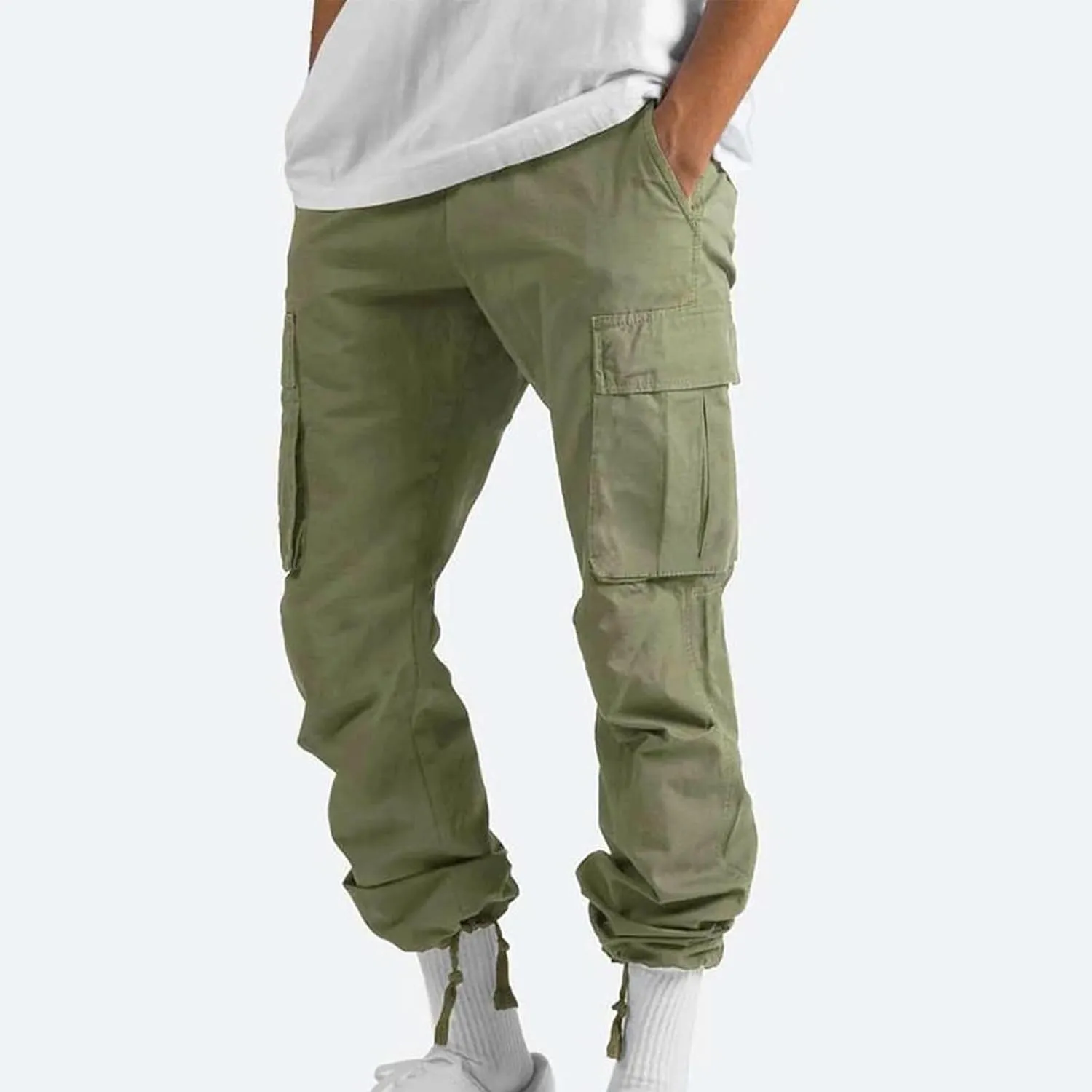 Mens Outdoor Cargo Pants Tactical Hiking Pants Baggy Workout Joggers Wide Leg Stretchy Jeans Loose Fit Trousers