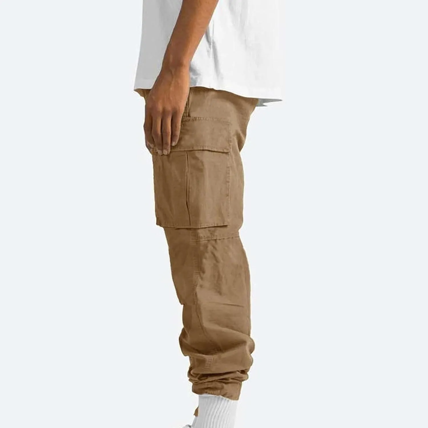 Mens Outdoor Cargo Pants Tactical Hiking Pants Baggy Workout Joggers Wide Leg Stretchy Jeans Loose Fit Trousers