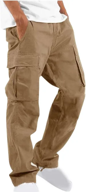 Mens Outdoor Cargo Pants Tactical Hiking Pants Baggy Workout Joggers Wide Leg Stretchy Jeans Loose Fit Trousers