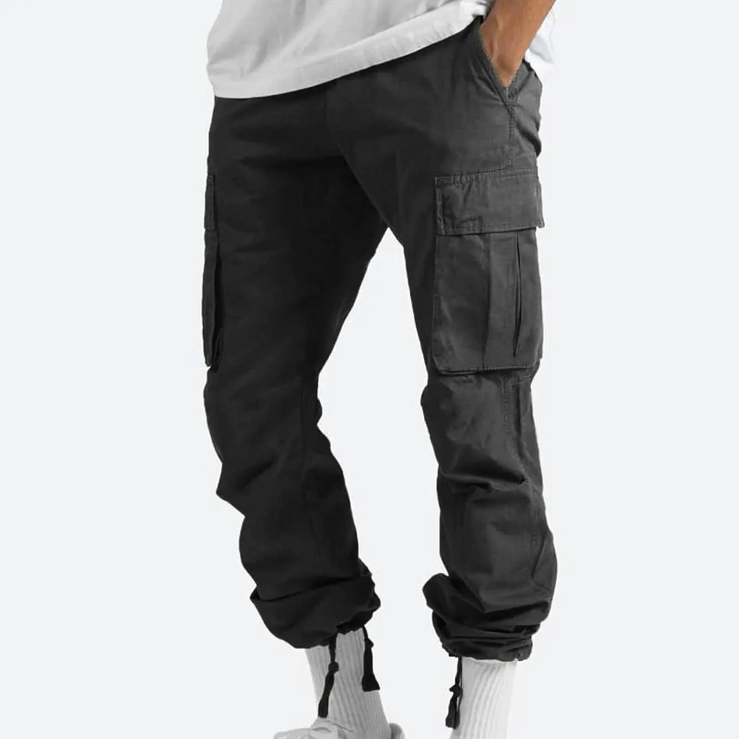 Mens Outdoor Cargo Pants Tactical Hiking Pants Baggy Workout Joggers Wide Leg Stretchy Jeans Loose Fit Trousers