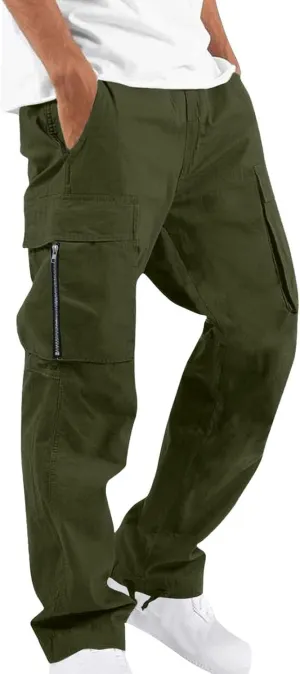 Mens Outdoor Cargo Pants Tactical Hiking Pants Baggy Workout Joggers Wide Leg Stretchy Jeans Loose Fit Trousers