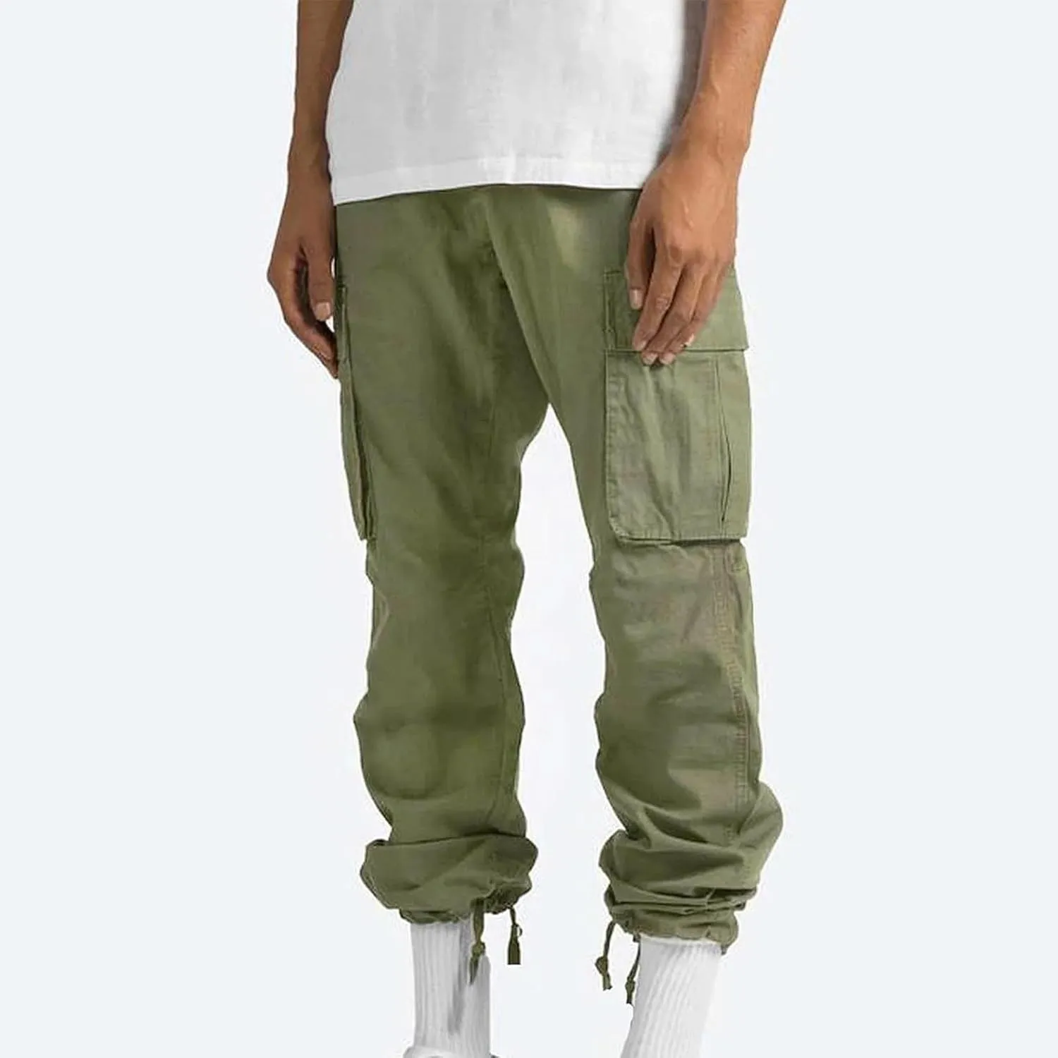 Mens Outdoor Cargo Pants Tactical Hiking Pants Baggy Workout Joggers Wide Leg Stretchy Jeans Loose Fit Trousers