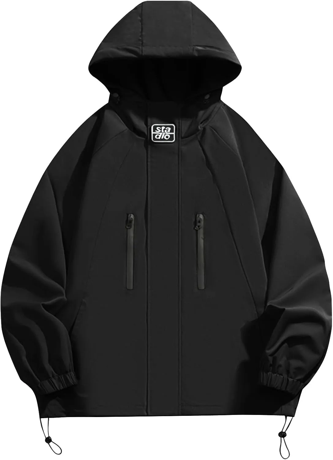 Men's Outdoor Workwear Punching Jacket Fall New Solid Color Windproof Hooded Jackets Tops Couple Loose Fit Jacket