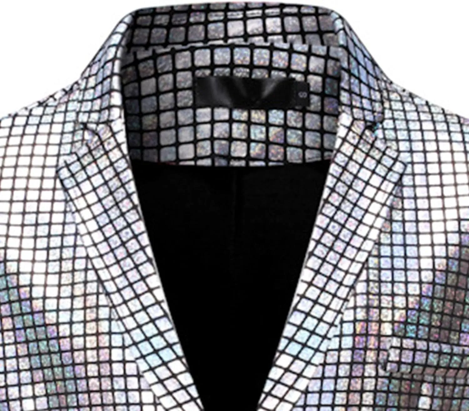 Men's Plaid Party Nightclub Dress Suit Jacket 2 Button Metallic Fashion Blazer Sequin Slim Fit Stylish Sport Coat