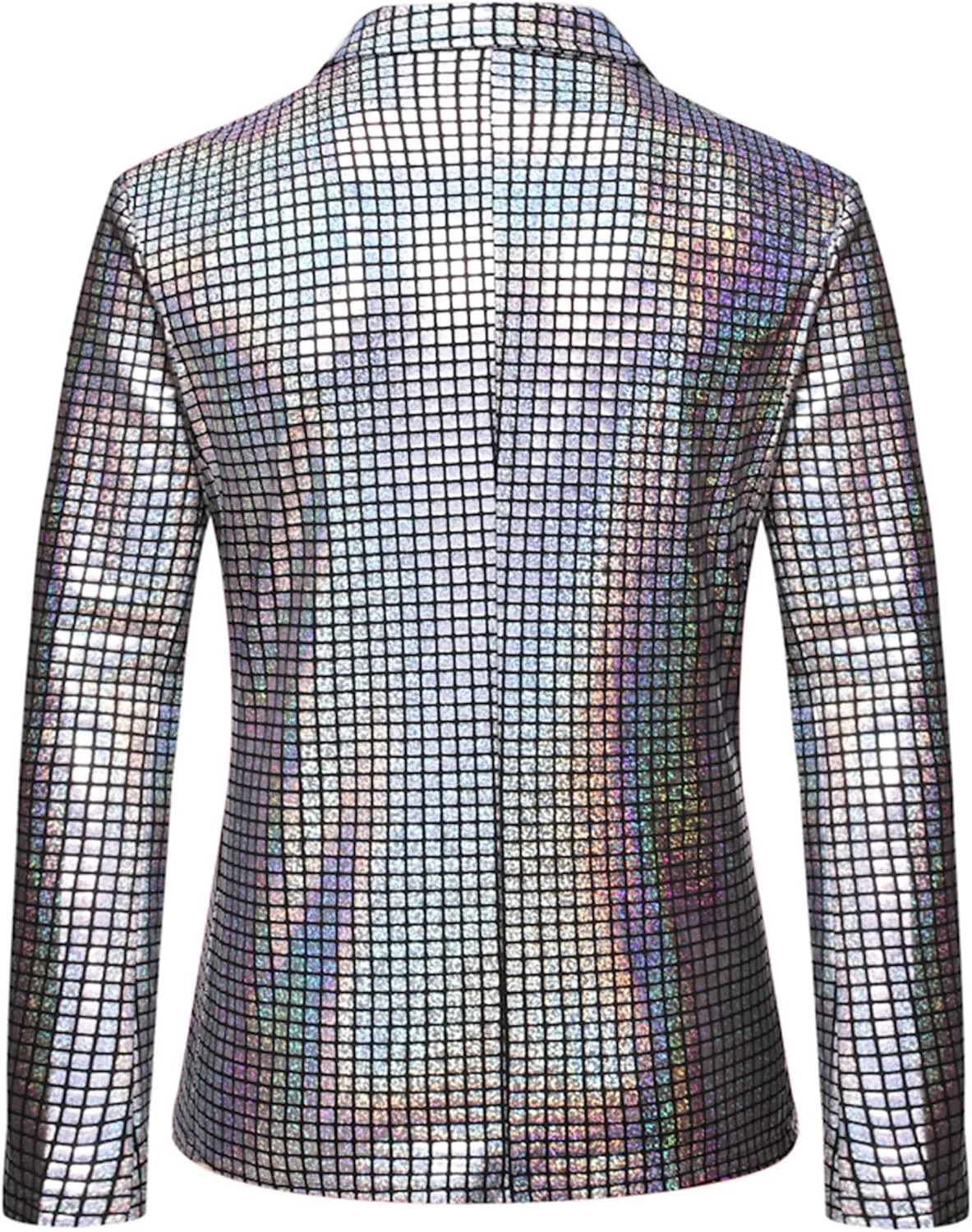 Men's Plaid Party Nightclub Dress Suit Jacket 2 Button Metallic Fashion Blazer Sequin Slim Fit Stylish Sport Coat