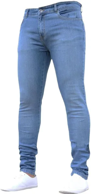 Men's Regular Fit Jeans Fit Ripped Trousers Slim Straight Men's Pants Washed Old Loose Fashion Casual Jeans Men Blue