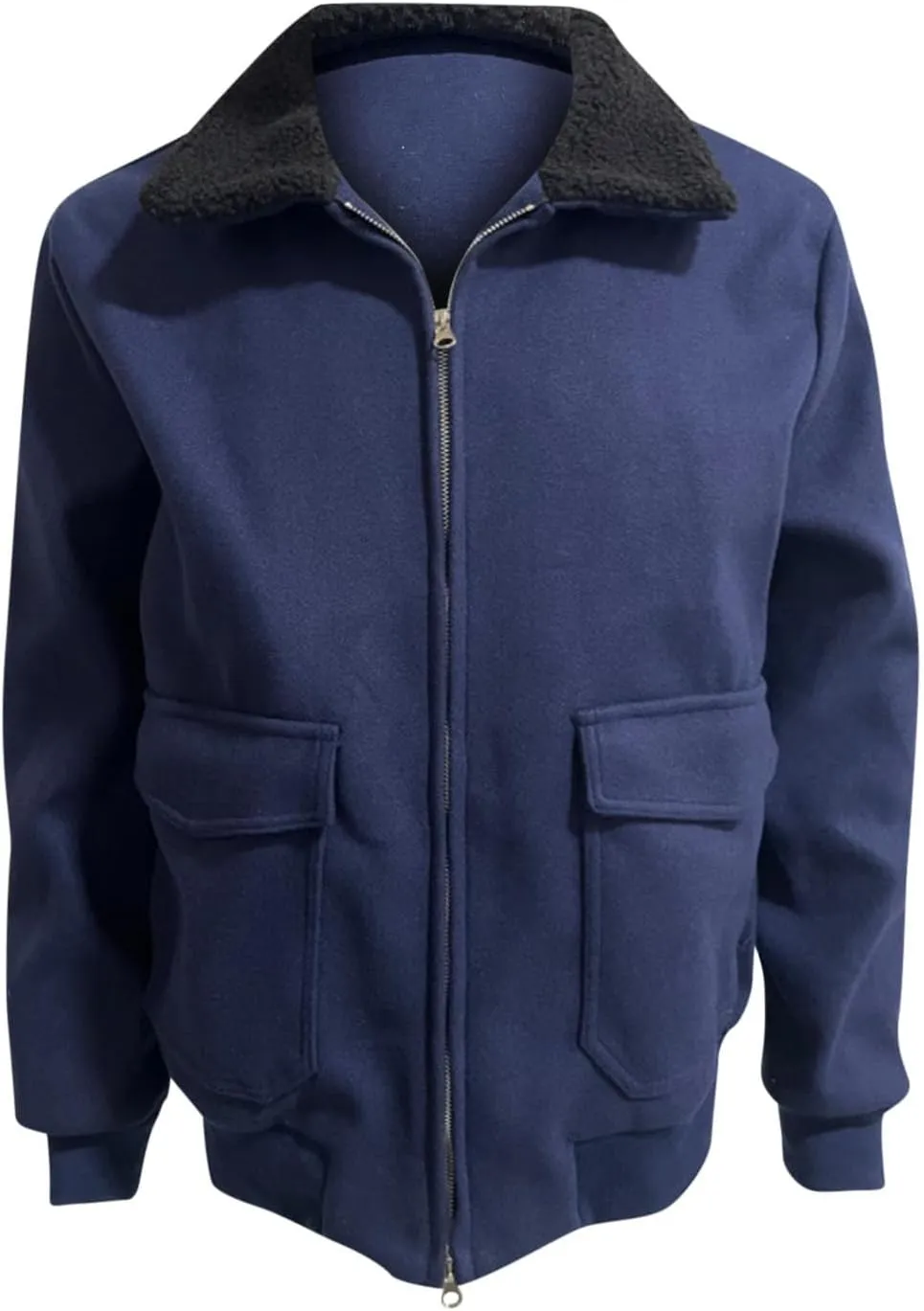 Men's Shearling Sherpa Lined Trucker Bomber Jacket Outwear Full Zip Up Warm Winter Jacket Coats with Faux Fur Collar