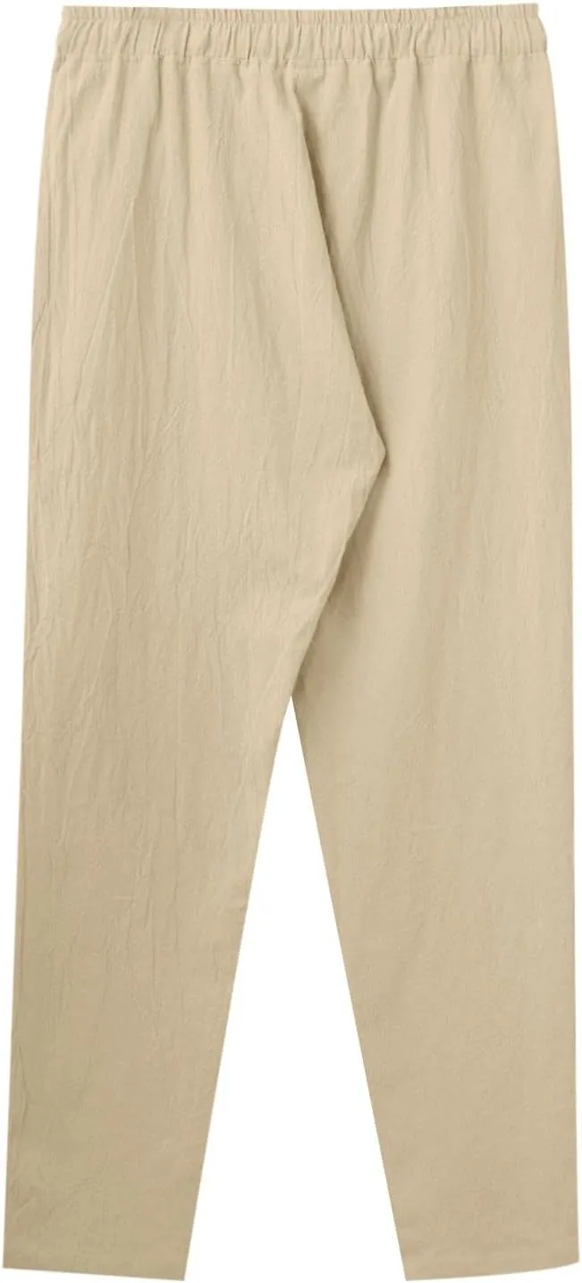 Men's Slim Leg Pants Summer Elastic Waist Fit Comfortable Leisure Style Summer Comfy Fashion Trendy Trousers