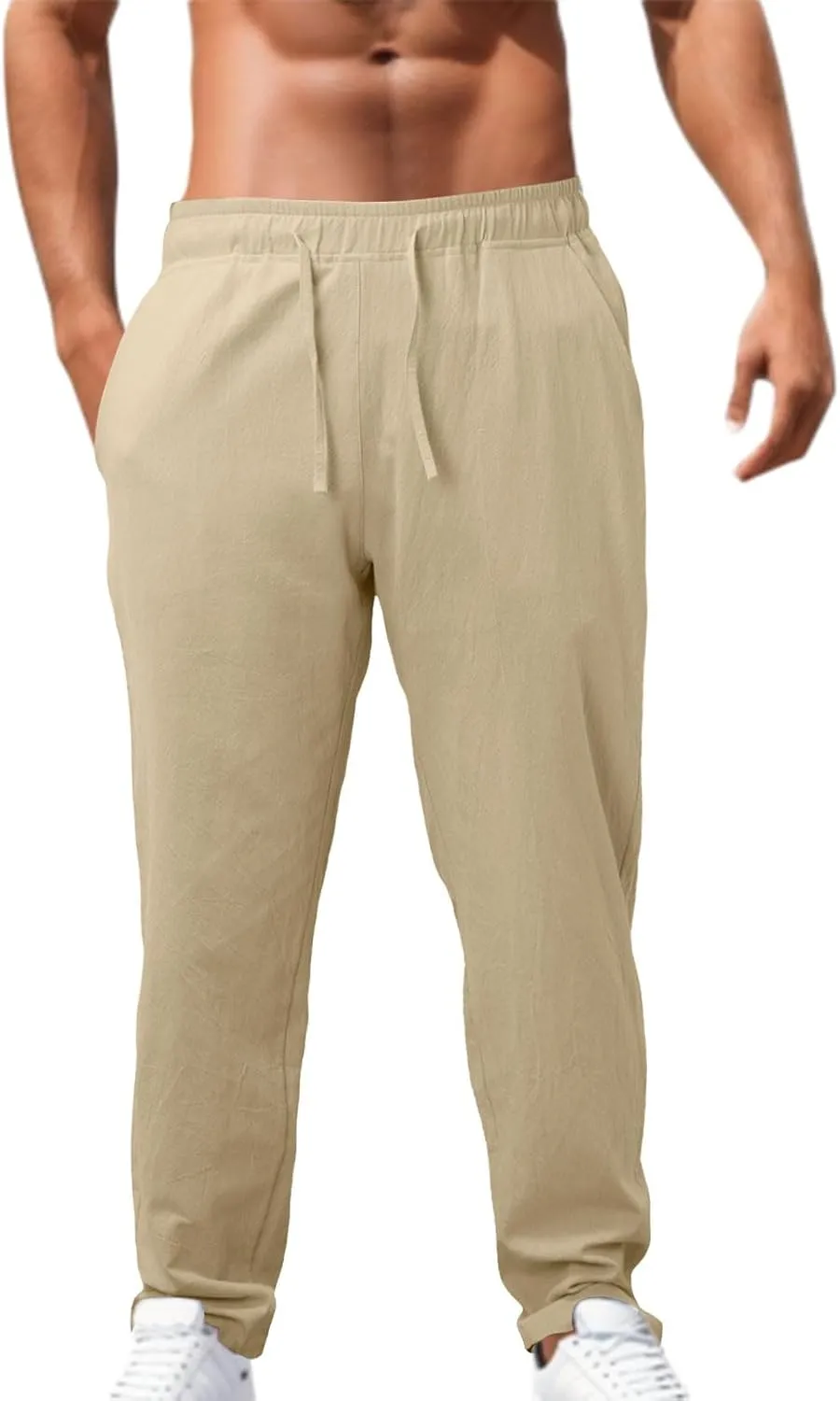 Men's Slim Leg Pants Summer Elastic Waist Fit Comfortable Leisure Style Summer Comfy Fashion Trendy Trousers