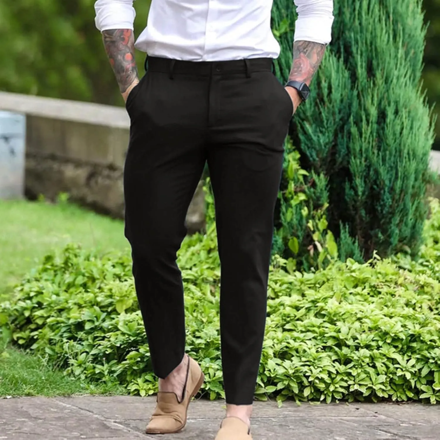 Mens Solid Color Pants for Men Simple Business Straight Suit Pants Comfortable Soft Fit Sport Clothes Cute Trousers