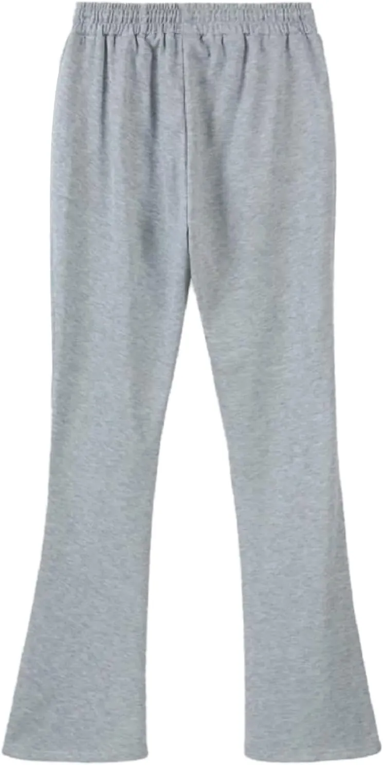 Mens Sports Casual Four Season Long Flared Trousers Slim Fit Tie Elastic Waist Solid Color Comfy Long Training Pants