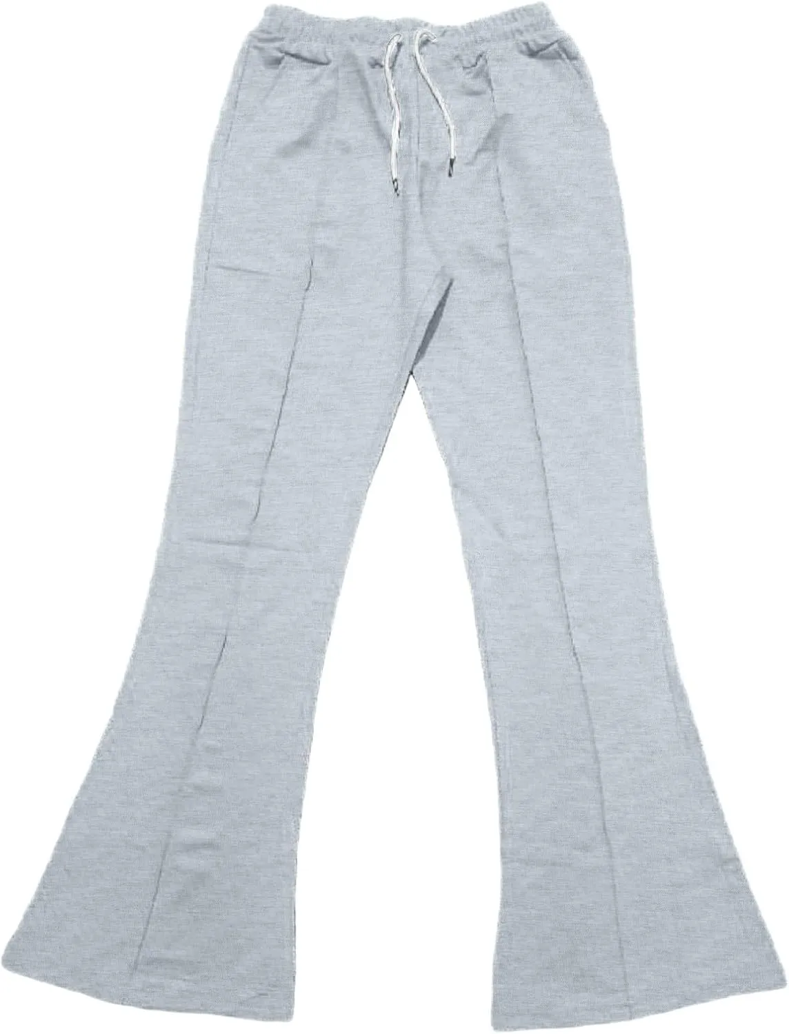 Mens Sports Casual Four Season Long Flared Trousers Slim Fit Tie Elastic Waist Solid Color Comfy Long Training Pants