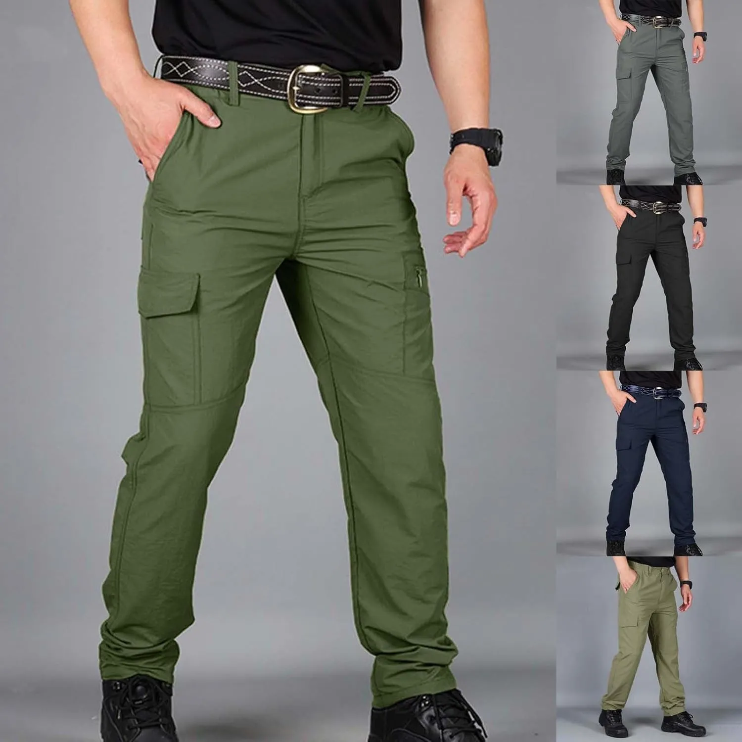 Mens Stretch Work Pants Quick-Dry Flexcamo Resistant Hiking Pants Lightweight Hunting Multi-Pocket Cargo Pants