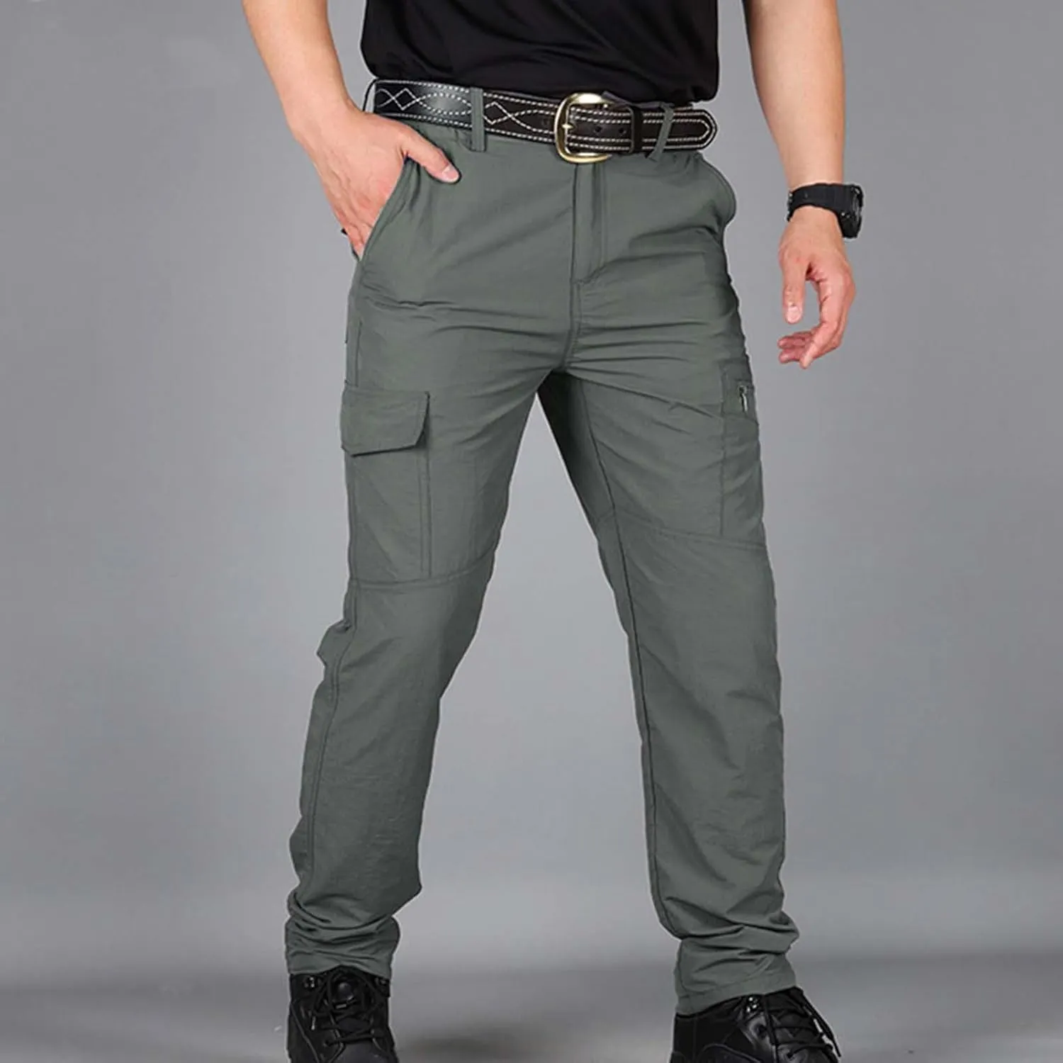 Mens Stretch Work Pants Quick-Dry Flexcamo Resistant Hiking Pants Lightweight Hunting Multi-Pocket Cargo Pants