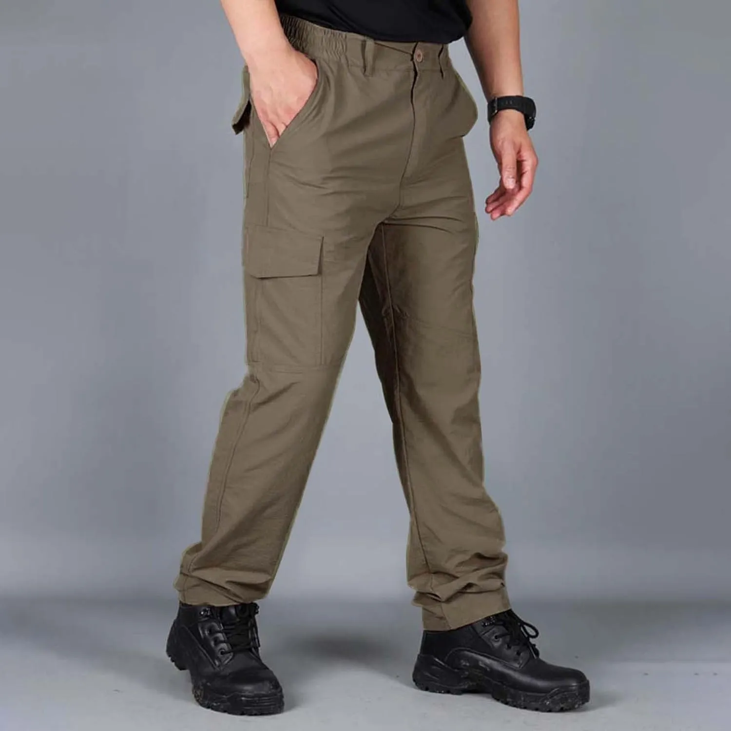 Mens Stretch Work Pants Quick-Dry Flexcamo Resistant Hiking Pants Lightweight Hunting Multi-Pocket Cargo Pants