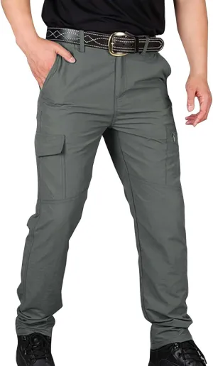 Mens Stretch Work Pants Quick-Dry Flexcamo Resistant Hiking Pants Lightweight Hunting Multi-Pocket Cargo Pants