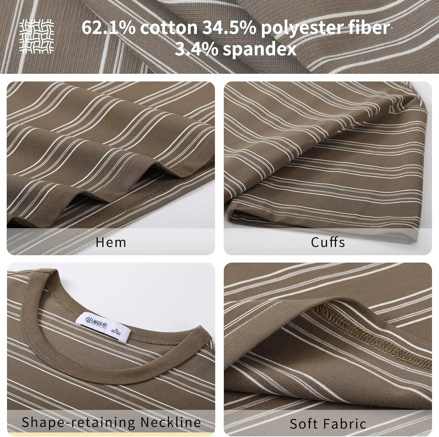 Men's Stripe Short Sleeve T-Shirt Mens Classic Casual Stripe Loose Shirts