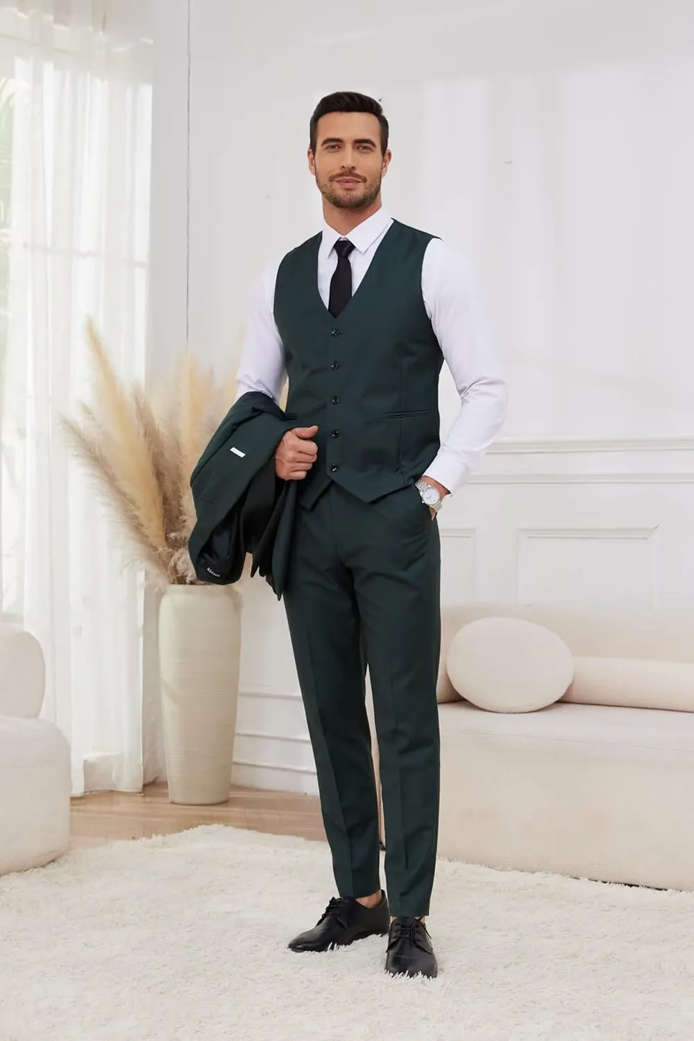 Mens Suit 3 Piece Slim Fit Suit for Men Groom Wedding Suit Prom Tuxedo for Men Jacket Vest Pants Set