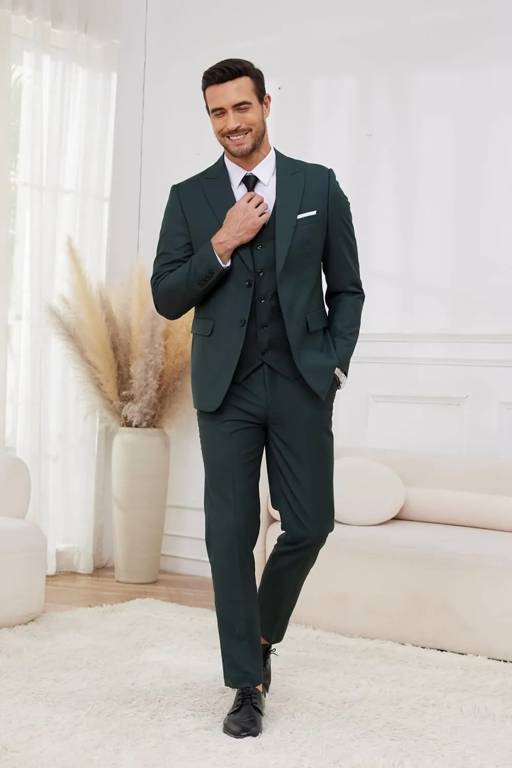 Mens Suit 3 Piece Slim Fit Suit for Men Groom Wedding Suit Prom Tuxedo for Men Jacket Vest Pants Set